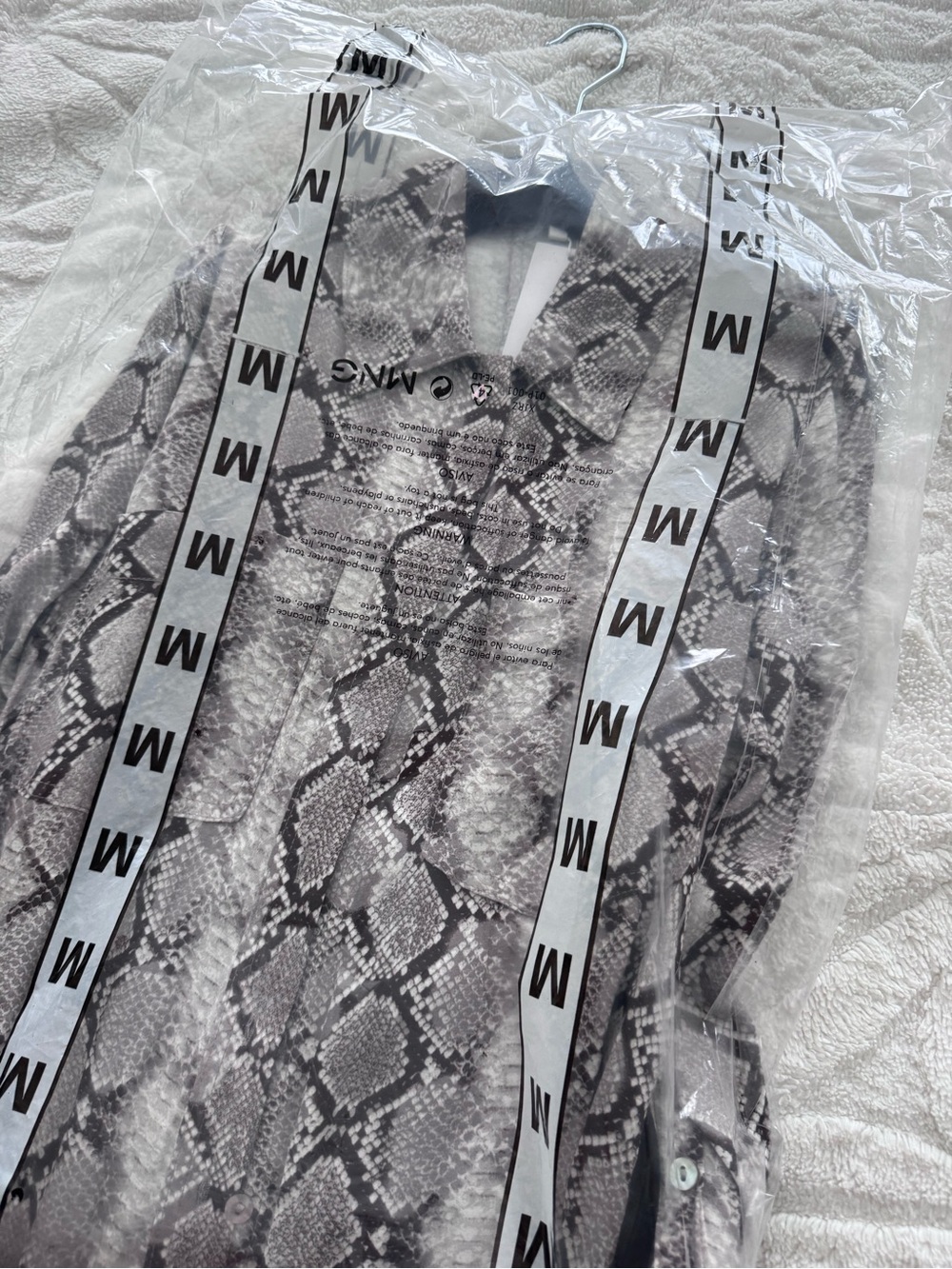 Mango Gray Snake-Print Button Down dress